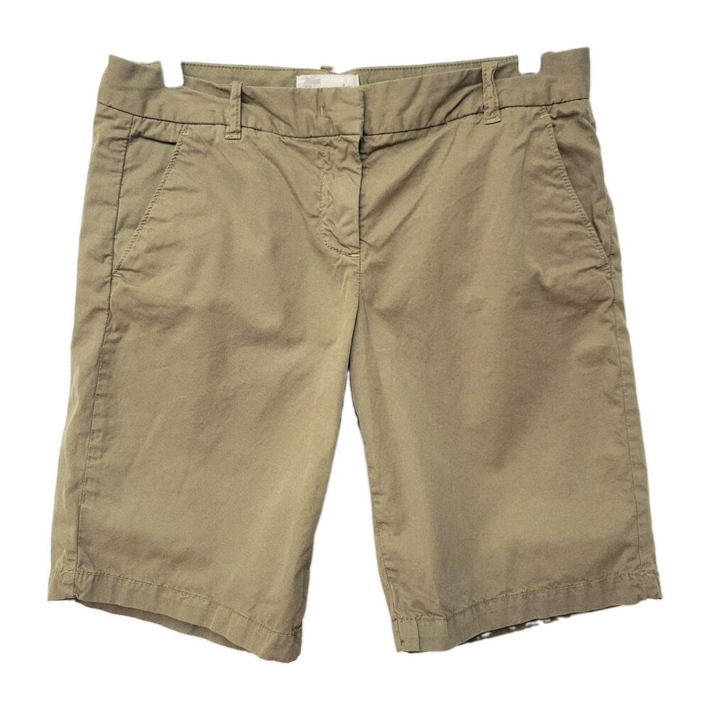 J.Crew Bermuda Shorts Women's Size 2 Khaki Cotton Flat Front Chino Casual